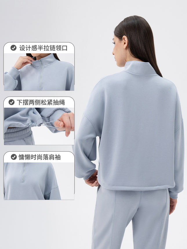 Women's Autumn and Winter Yoga Clothing Sports Sweat Modal Loose Casual Collar Running Fitness Sports Top 42553