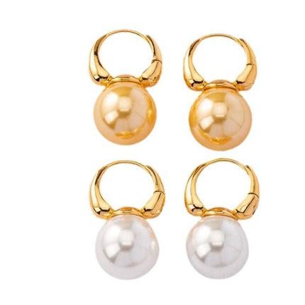 Shijia Pearl Ear Button Earrings Retro French Style Internet Popular Niche Chic Button Earrings High-end 2025 Light Luxury