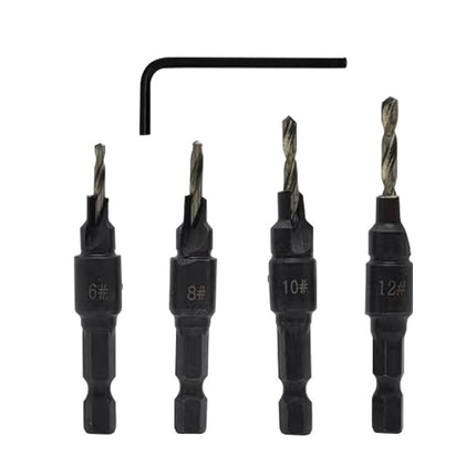 Woodworking countersunk head drill high speed steel titanium plated hole opener set punch Chamfering integrated hexagonal shank countersunk hole twist drill
