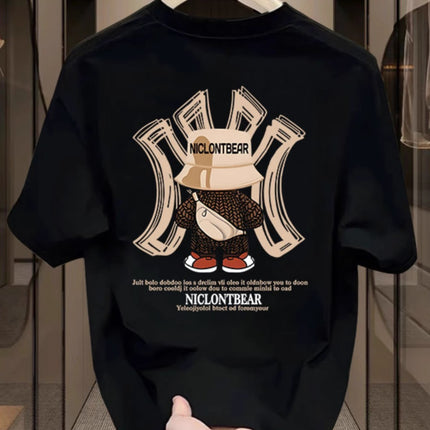 2026 Summer New Heavyweight Cotton Short-Sleeve T-Shirt for Men, Loose Fit, Trendy, Cool and High-End Half-Sleeve Top for Men's Clothing