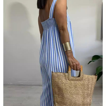 2024 New Women's Clothing Casual Loose Striped Suspender Pants Women's Clothing