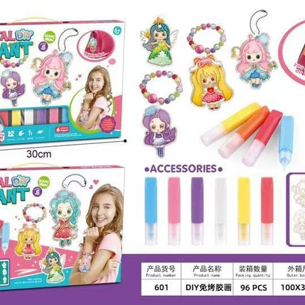 DIY children's crystal plastic painting suit graffiti free plastic painting window pendant keychain sun catcher toy