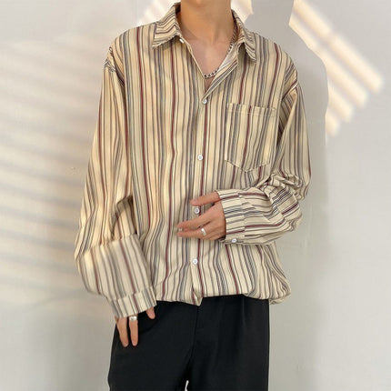 Fairy shirt men's Spring and Autumn fun printed shirt men's long sleeve Hong Kong style loose fashion casual Japanese coat