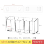 Detachable transparent box - 1 large 6 compartments [strap buckle]