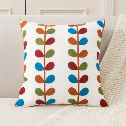Nordic Towel Embroidered Embroidered Embroidered Pillow Living Room Cream Sofa Cushion Flower Model Room Bay Window Cushion Cover