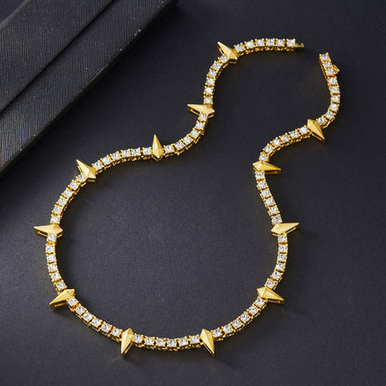 Hip-hop rap fluorescent black panther necklace high quality all-match trendy men's alloy diamond tennis chain Cuban chain wholesale
