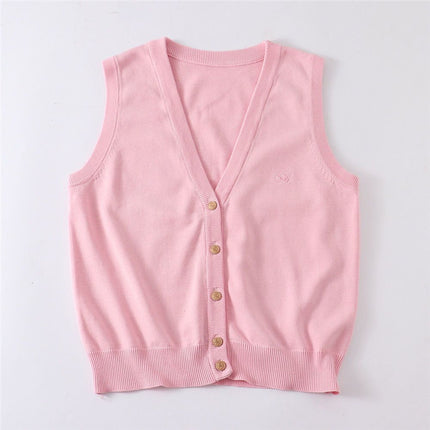 Cyanotic waistcoat [Jizhou Tea Love] JK waistcoat vest v-neck knitted sweater cardigan sleeveless Japanese jk women