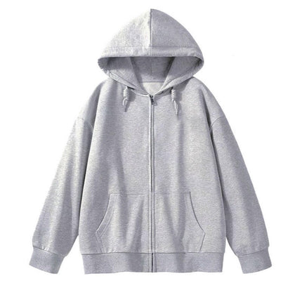 Light Version of Lazy Style New Loose Cardigan Zipper Hooded Sweatshirt Women's Top Jacket Fleece-Lined Thickeneded Blank Version Trendy