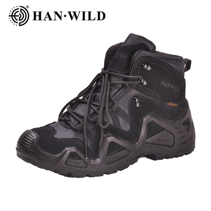 Hanye Hiking Shoes for Men and Women, Non-Slip Combat Boots, Mid-High Top Outdoor Hiking Shoes, Training Tactical Boots, Breathable Desert Boots