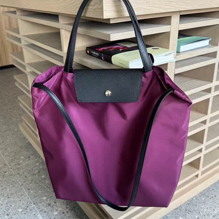 2025 New Waterproof Cloth with Head Layer Cowhide Bucket Bag Large Capacity Portable Shoulder Bag Commuter Crossbody Computer Bag