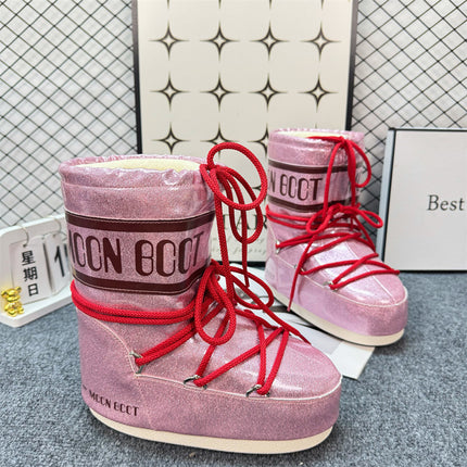 Celebrity Style Thick-Soled Colorful Moon Boots 2025 Winter New Long Ski Boots Warm Anti-Ski Boots for Women
