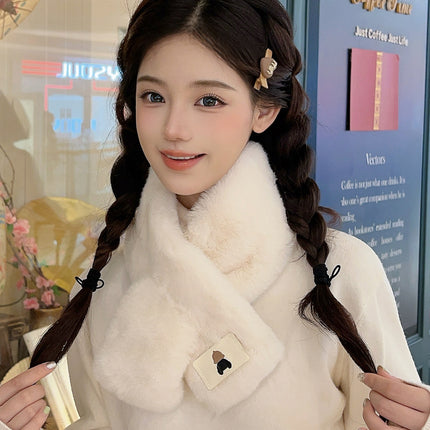 New Style Plush Scarf Otter Fur Scarf Women's Korean Style Autumn and Winter Imitation Rabbit Fur Collar Student Thickened Warm Collar