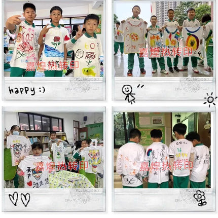 Pure White T-Shirt Hand-painted Graffiti Short-sleeved Advertising Shirt Campaign Handmade T-shirt Class Clothes Tie-dyed Printing Men's and Women's Children's Clothing
