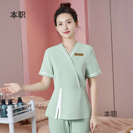 [SPA beauty salon] beautician summer short-sleeved overalls confinement center foot bath massage technician clothes suit