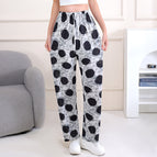 Women's ice silk high-elastic straight-leg pants [fashionable large polka dots] / Suitable for 45.00kg -90.00kg