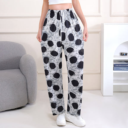 Cross-Border Popular Summer Women's Ice Silk Pants for Middle-Aged and Elderly, Loose Casual Home Pants, Elastic Plus-Size Pants for Square Dancing