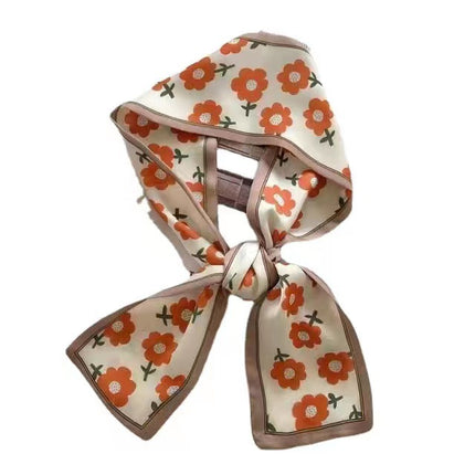 Internet Celebrity Silk Scarf Hair Band Retro French Style Women's Tie Hair Silk Printing Polka Dot Ethnic Style Korean ins Girls' Hair Ring