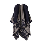 Border leaves-navy blue / 160-135cm