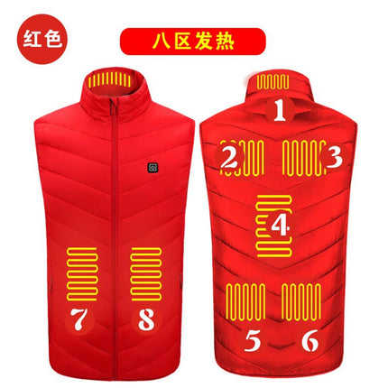 Factory Direct Sales Cross-Border New Smart Heating Vest Winter Constant Temperature Electric Heating Cotton Clothing Casual Stand-Up Collar Warm for Men and Women
