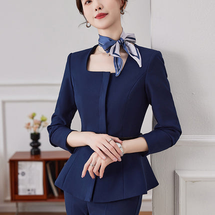 dark blue Professional suit Female Spring and Summer Hotel Manager Front Desk Reception Gold Shop Work Clothes Dress Suit Uniform