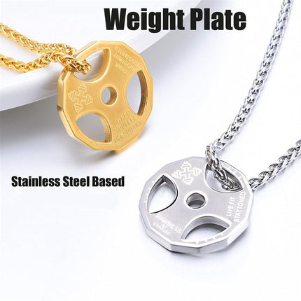 Amazon European and American New Fitness Barbell Dumbbell Accessories Stainless Steel Necklace Men's Pendant Cross-Border Jewelry