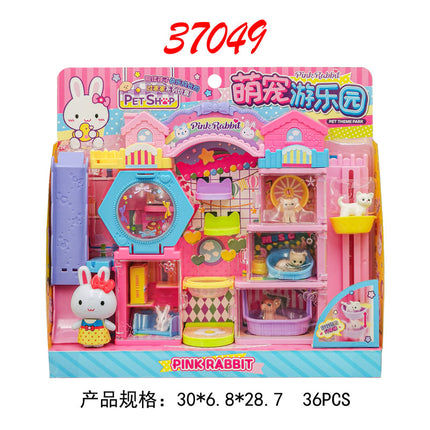 Yiyan pink rabbit kitchen refrigerator mini dressing table cake party simulation medical tools girl play house toy batch