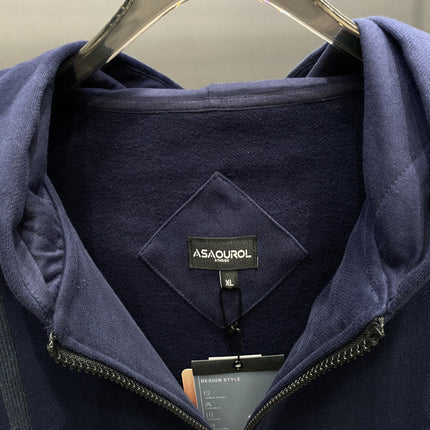 Asaourol Oversized High-Weight Cotton Heavy Casual Men's Cardigan Hooded Light Luxury Zipper Sweatshirt