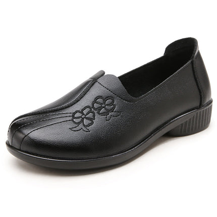 Mom's Shoes for Spring and Autumn, Comfortable Non-Slip Soft-Soled Slip-On Shoes for Middle-Aged and Elderly Women, 2026 New Leather Shoes