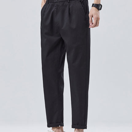 Spring and Summer Thin Tapered Light Business Casual Pants for Men, Stretchy Versatile Cropped Pants for Men