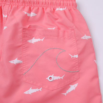 Gailang Men's Small Shark Quick-Drying Beach Pants Can Be Used in the Water for Casual Dopamine Surfing with Lining Three-Point Shorts