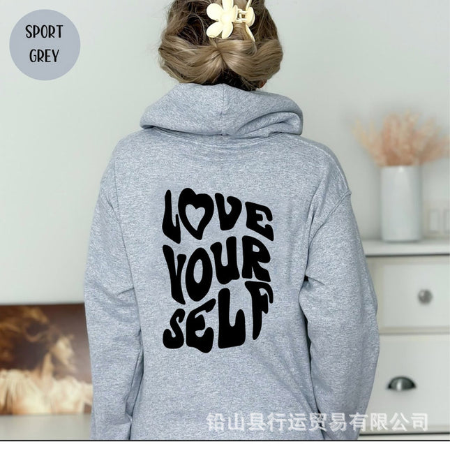 2023 New Autumn and Winter Casual Sports Hoodies Southeast Asia Cross-Border Export Women's Letter Print Hooded Sweatshirt