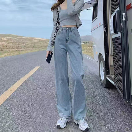 Wide-Leg Jeans for Women Spring New 2025 Straight Loose High-Waisted Slimming Drapey White Floor-Length Pants Trendy