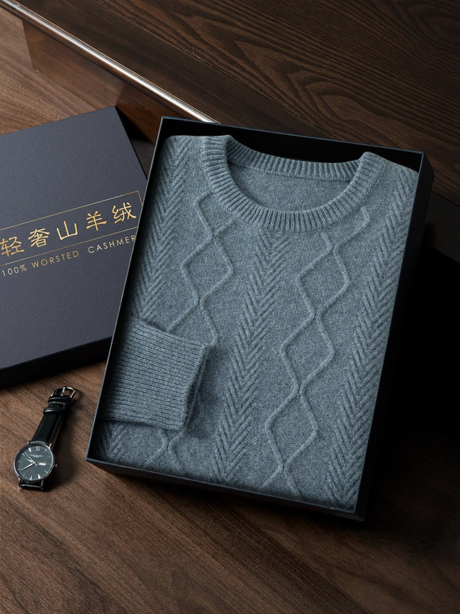 Autumn and Winter thickened men's cashmere sweater round neck men's sweater business casual pure cashmere knitted bottoming shirt men