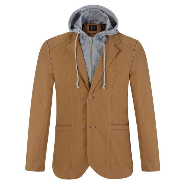 Spring and Autumn Removable Hooded Korean Style Suit Men's Cotton Casual plus size Suit Work Suit Jacket Jacket for Men