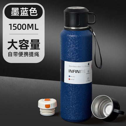 Outdoor Large-Capacity All-Steel Kettle for Men, Tea-Water Separation Vacuum Insulated Cup, 316 Stainless Steel Hiking Sports Water Cup