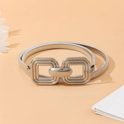 Waist Chain Women's New Double Layer Spring Chain Geometric Metal Buckle All-match Fashionable Decorative dress Gold Belt