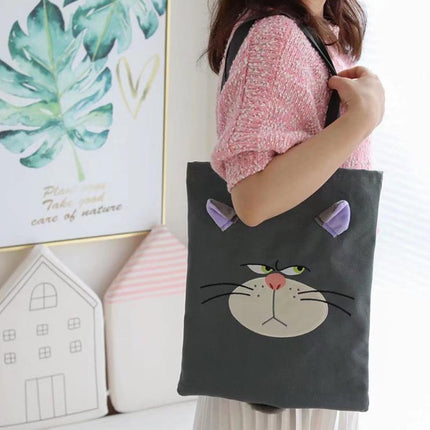 Cartoon Lucifer Bad Cat Surrounding Canvas Bag Shoulder Tote Bag Portable Small Bag Lunch Box Bag