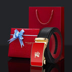 Gold buckle red face [outside black inside red]-red gift box / 105cm