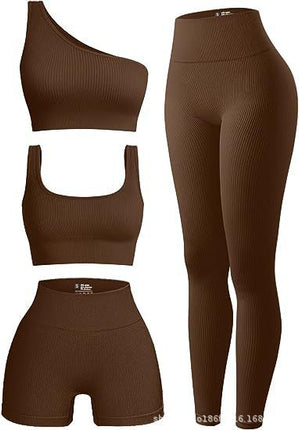 Yoga Clothing Women's 2024 New Short-sleeved Sports Fitness Pilates Training Clothing Top High-grade Four-piece suit