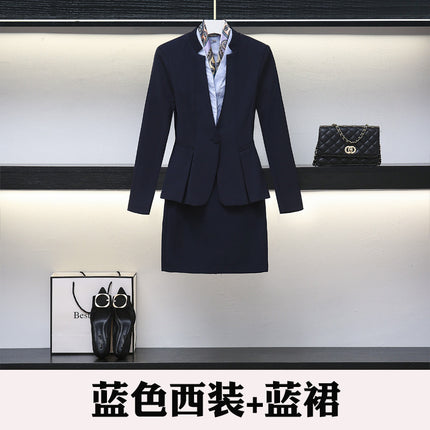 High-end professional dress winter long sleeve civil servant interview formal dress women beauty salon jewelry overalls professional temperament
