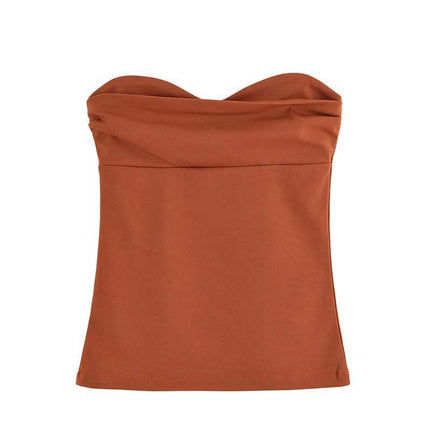 New Strapless Design Versatile Slimming Suit Spring Top Wide-Leg Pants Niche