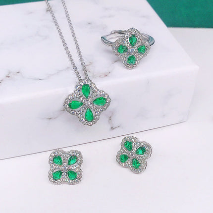 Cross-border Amazon Lucky Alfalfa Emerald suit Exquisite Joker Female Senior Design Sense j6885