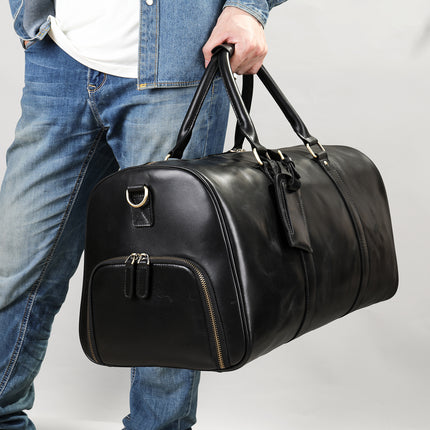 Crazy Horse Leather European and American Retro Men's Casual Travel Bag Genuine Leather Large Capacity Portable Crossbody Bag Advanced Travel Bag