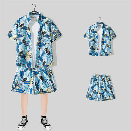 Short-sleeved Flower Shirt Hainan Island Clothing Beach Clothing Sanya Summer Weifeng Thailand Travel Men's Couple Summer Thin suit