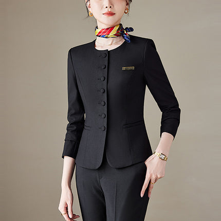 High-end professional suit suit women's spring and autumn new temperament sales department jewelry store hotel front desk reception work clothes