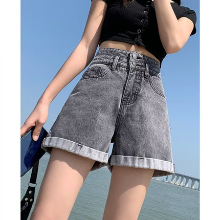Women's Summer Thin Denim Shorts 2025 New Trendy High-Waisted Slimming Internet Celebrity Petite Loose A-Line Hot Pants
