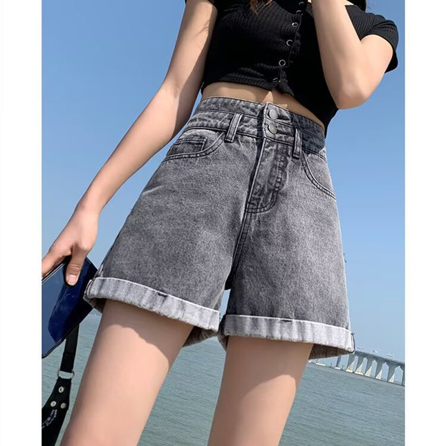 Women's Summer Thin Denim Shorts 2025 New Trendy High-Waisted Slimming Internet Celebrity Petite Loose A-Line Hot Pants