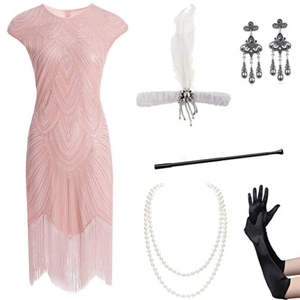 Foreign trade European and American 1920 retro women's sequined dress Gatsby ball tassel dress stage performance clothing suit