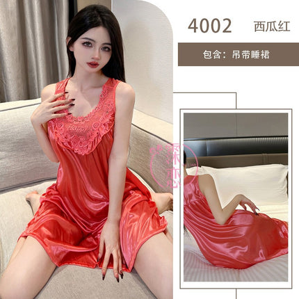 Sex Lingerie Sexy Pajamas Women's Summer Nightdress Lace Sleeveless Loose plus size Pajamas Sexy Pure Sex Clothes