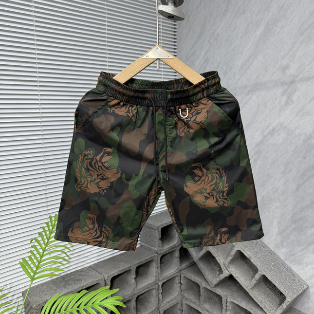 Summer New Fashion Printed Tiger Head Graffiti Shorts Men's Straight Trendy Couple's Shorts Versatile Beach Shorts